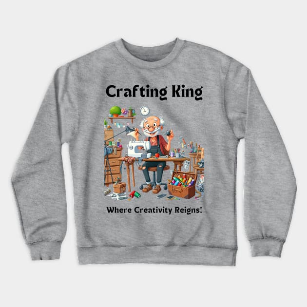 Crafting King:  Where Creativity Reigns Sewing Crewneck Sweatshirt by MugMusewear